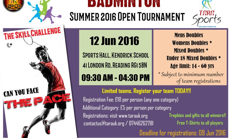 Summer 2016 Open Badminton Tournament (By TARA)