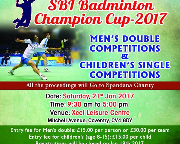 Spandana SBI Badminton Champion Cup on 21st Jan 2017