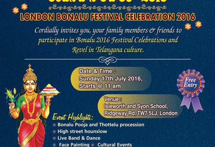 Invitation of London Bonalu Festival Celebrations 2016